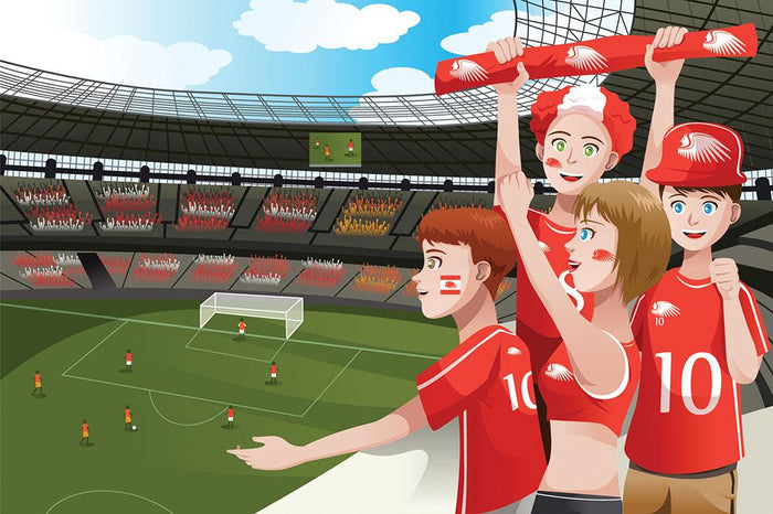 soccer fans cheering inside the stadium Wall Mural Wallpaper