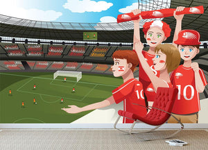 soccer fans cheering inside the stadium Wall Mural Wallpaper - Canvas Art Rocks - 2