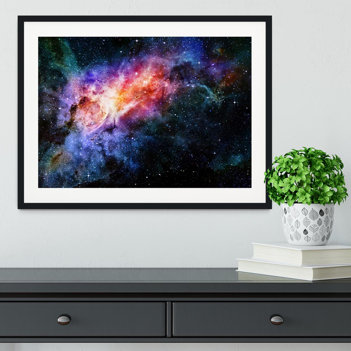 starry deep outer space nebula and galaxy Framed Print - Canvas Art Rocks - 1