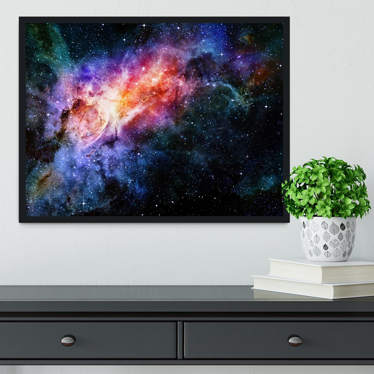starry deep outer space nebula and galaxy Framed Print - Canvas Art Rocks - 2