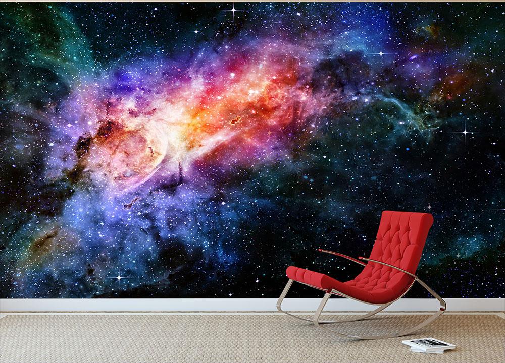 starry deep outer space nebula and galaxy Wall Mural Wallpaper Canvas Art Rocks