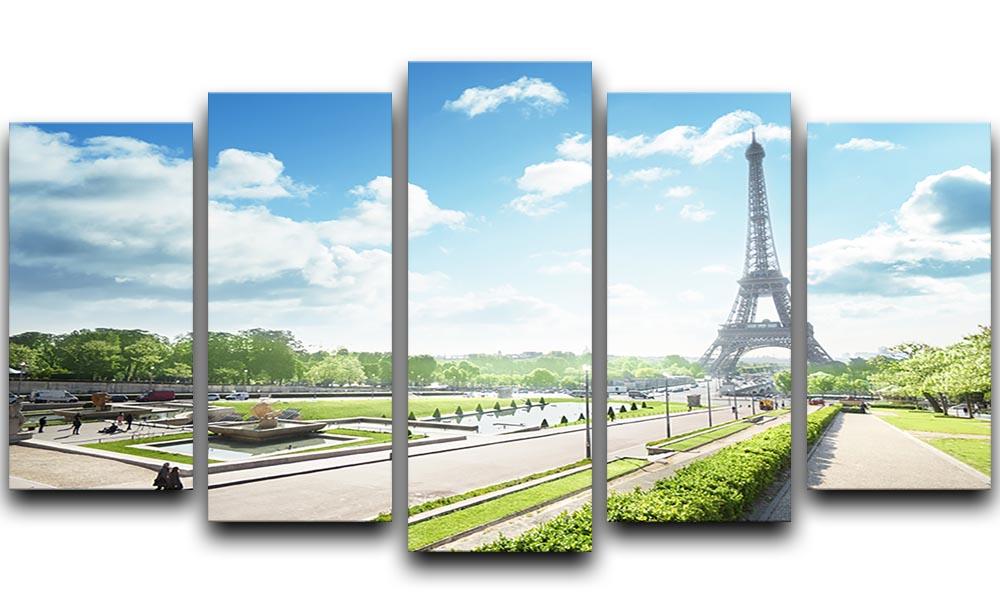 sunny morning and Eiffel Towe 5 Split Panel Canvas  - Canvas Art Rocks - 1