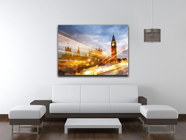 sunset Big Ben and houses of Parliament Canvas Print or Poster - Canvas Art Rocks - 4