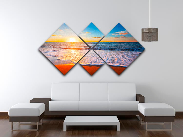 sunset and sea 4 Square Multi Panel Canvas - Canvas Art Rocks - 3