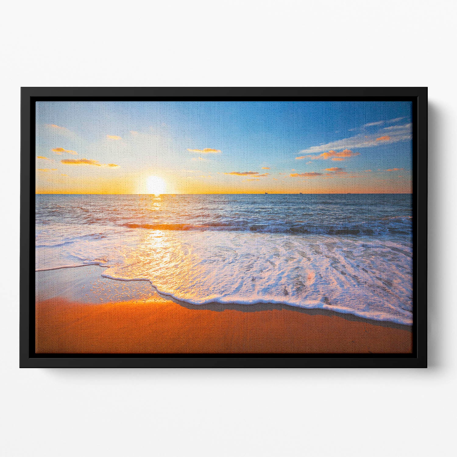 sunset and sea Floating Framed Canvas