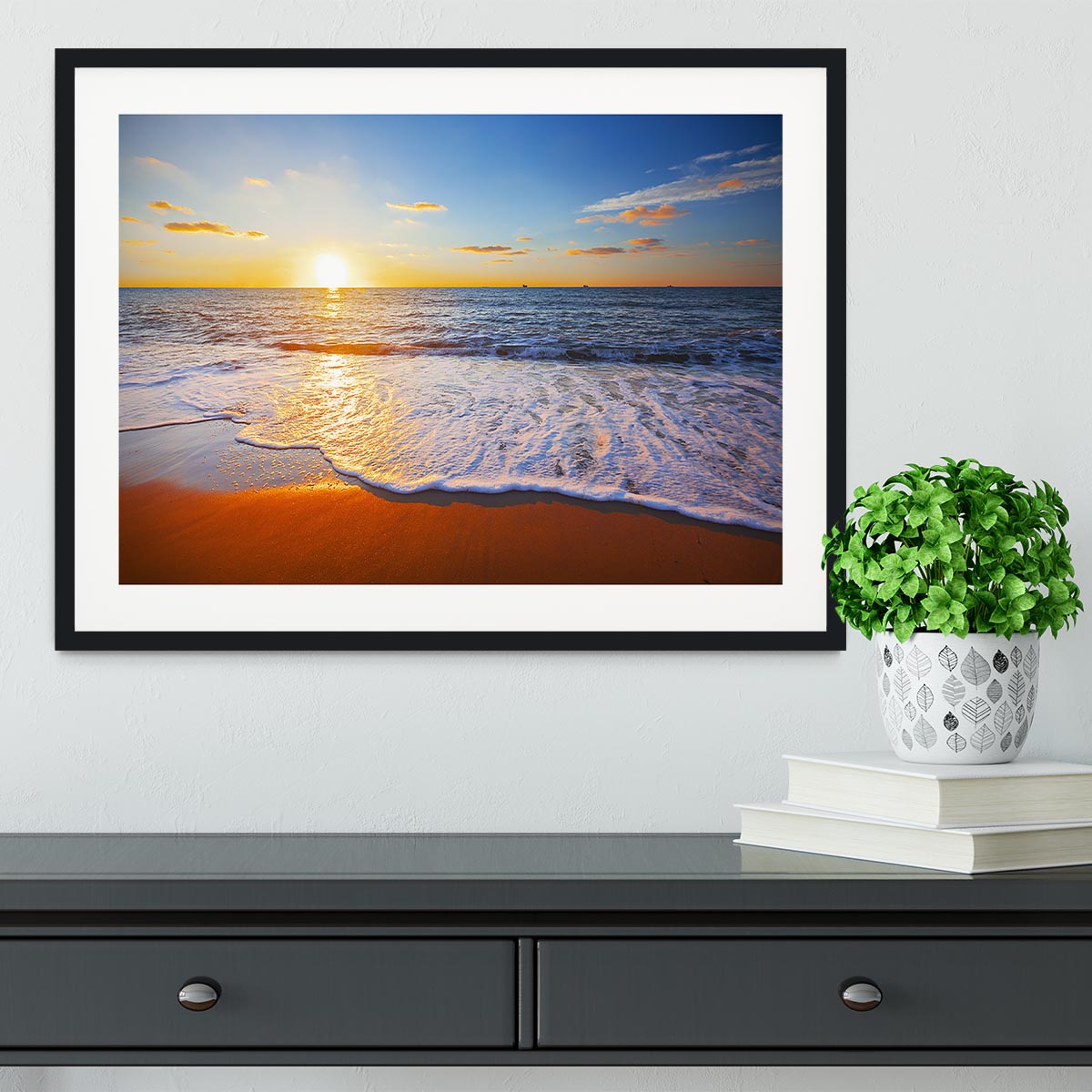 sunset and sea Framed Print - Canvas Art Rocks - 1