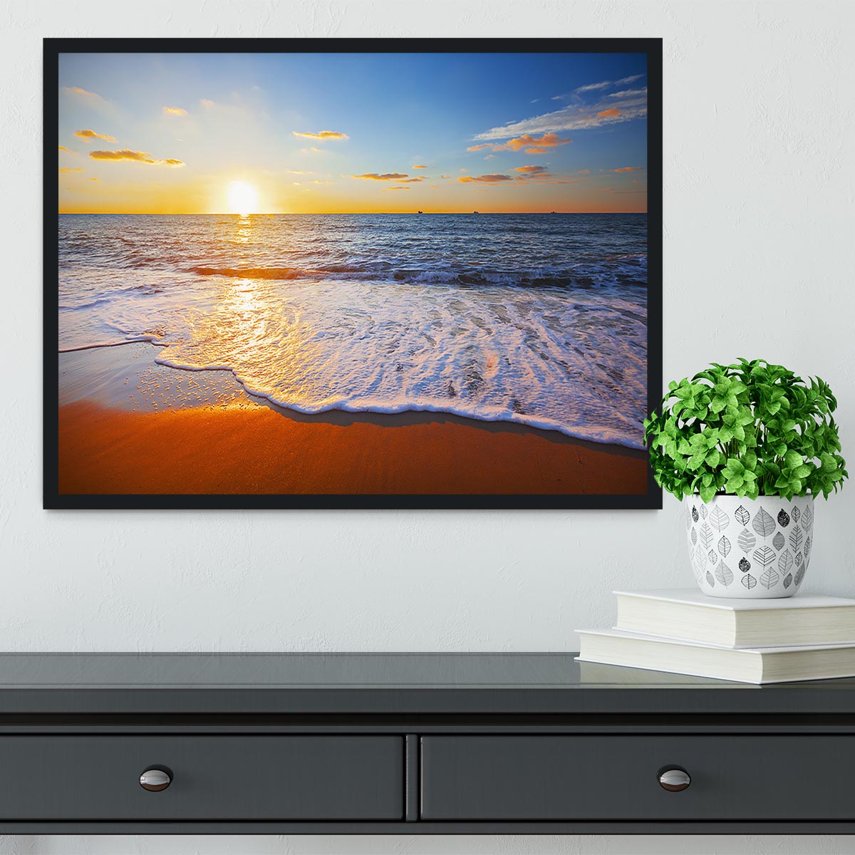 sunset and sea Framed Print - Canvas Art Rocks - 2