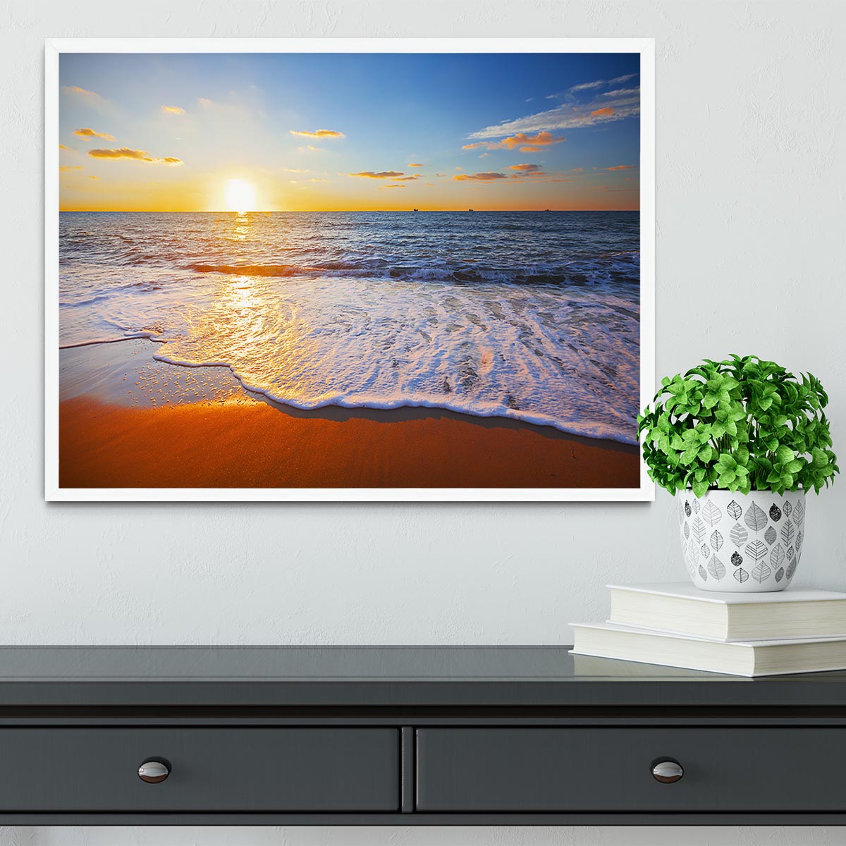 sunset and sea Framed Print - Canvas Art Rocks -6