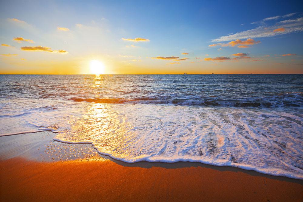 sunset and sea Wall Mural Wallpaper - Canvas Art Rocks - 1