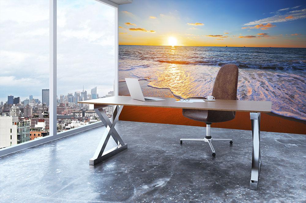 sunset and sea Wall Mural Wallpaper - Canvas Art Rocks - 3