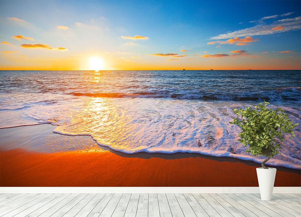 sunset and sea Wall Mural Wallpaper - Canvas Art Rocks - 4