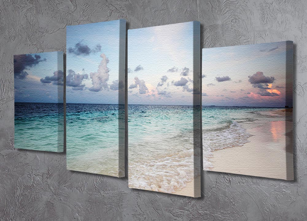 sunset on the sea beach 4 Split Panel Canvas - Canvas Art Rocks - 2