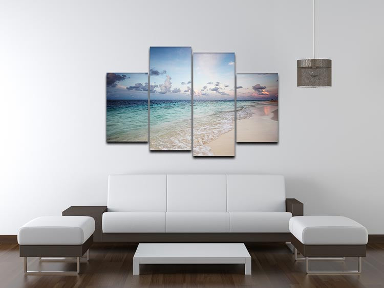 sunset on the sea beach 4 Split Panel Canvas - Canvas Art Rocks - 3
