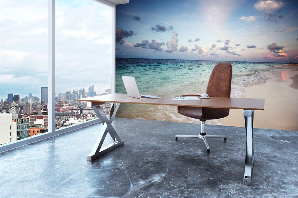 sunset on the sea beach Wall Mural Wallpaper - Canvas Art Rocks - 3