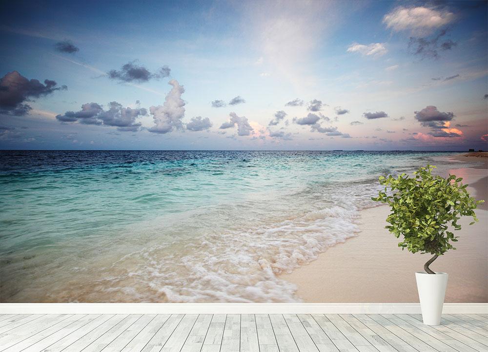 sunset on the sea beach Wall Mural Wallpaper - Canvas Art Rocks - 4