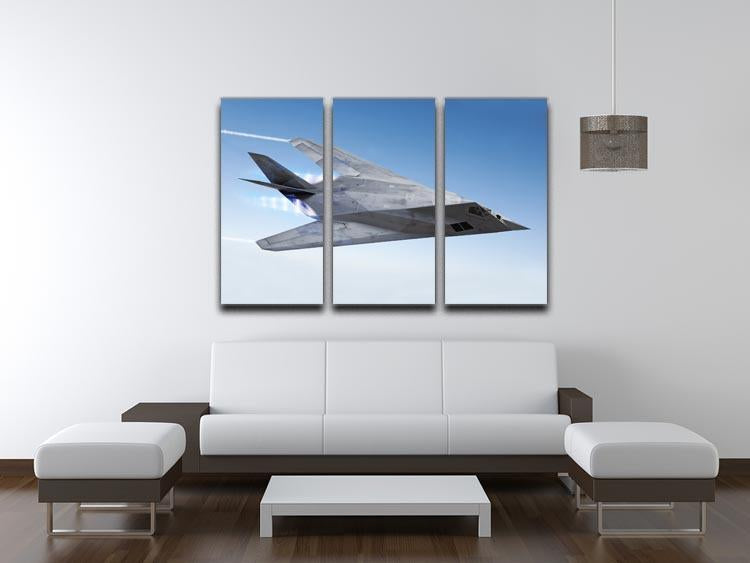 tealth aircraft streaking through the sky 3 Split Panel Canvas Print - Canvas Art Rocks - 3