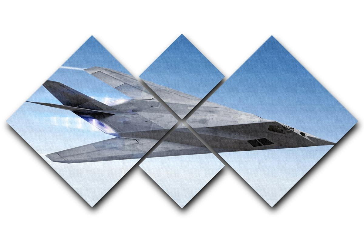 tealth aircraft streaking through the sky 4 Square Multi Panel Canvas  - Canvas Art Rocks - 1