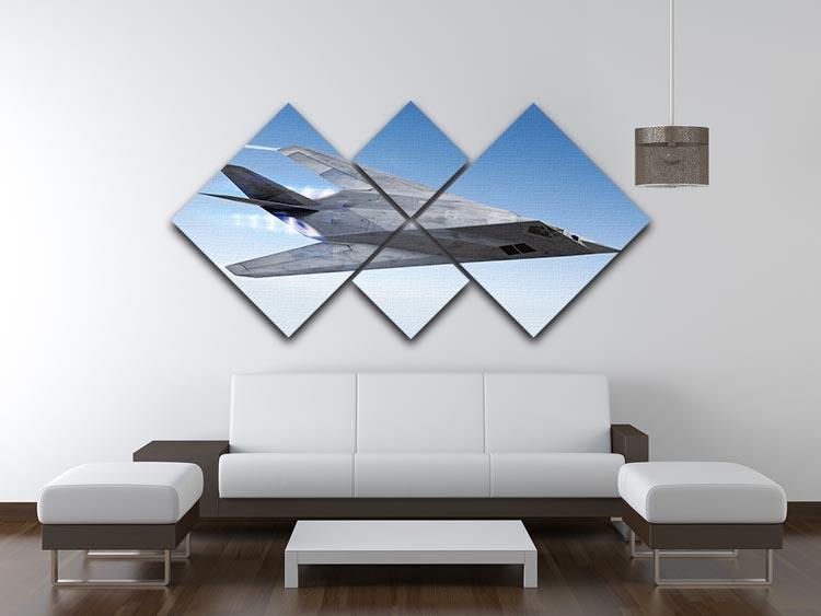tealth aircraft streaking through the sky 4 Square Multi Panel Canvas  - Canvas Art Rocks - 3