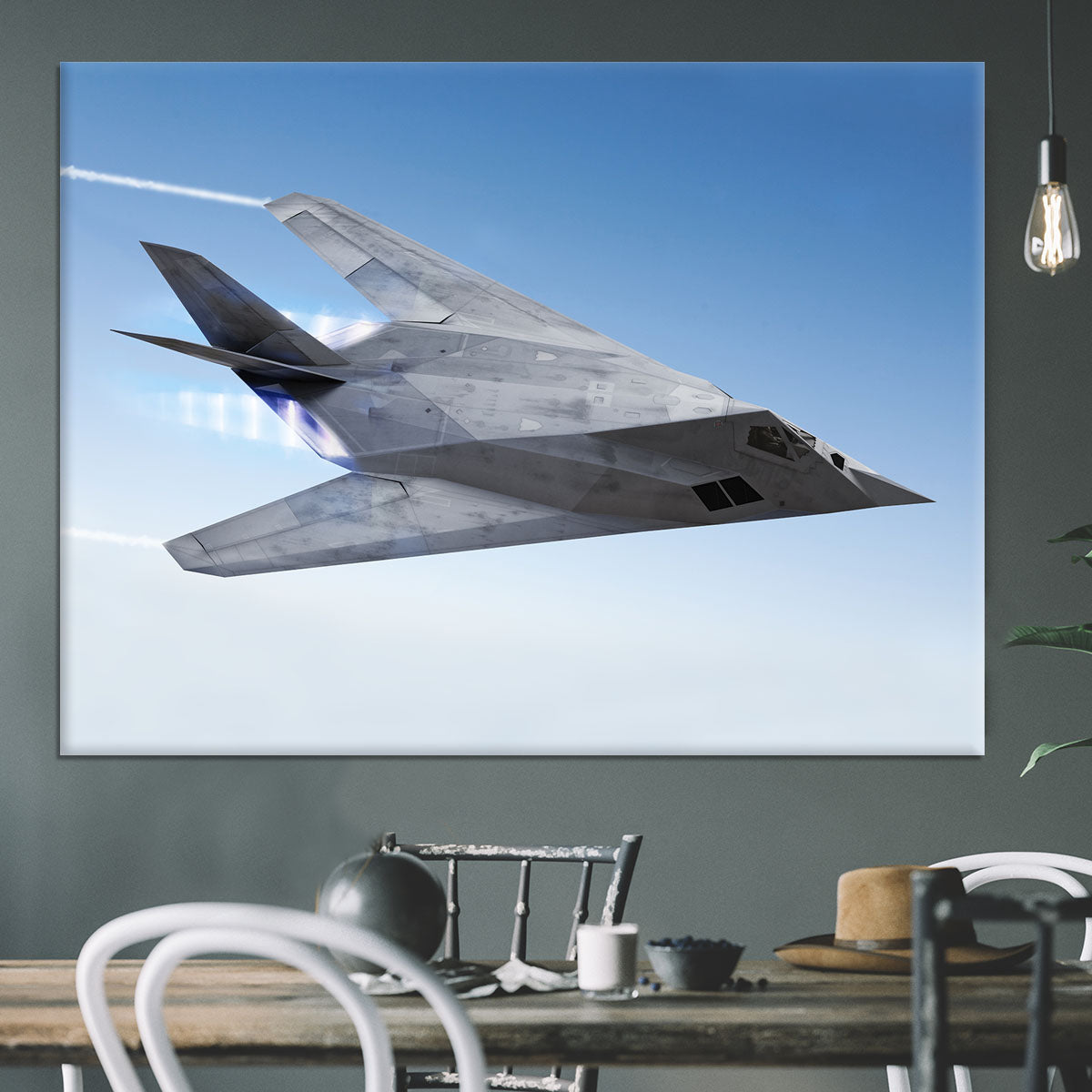 tealth aircraft streaking through the sky Canvas Print or Poster - Canvas Art Rocks - 3