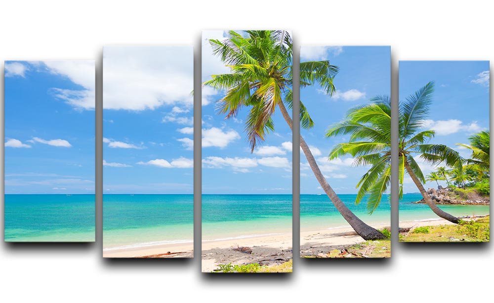 tropical beach with coconut palm 5 Split Panel Canvas - Canvas Art Rocks - 1