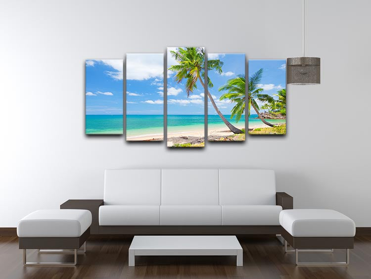 tropical beach with coconut palm 5 Split Panel Canvas - Canvas Art Rocks - 3