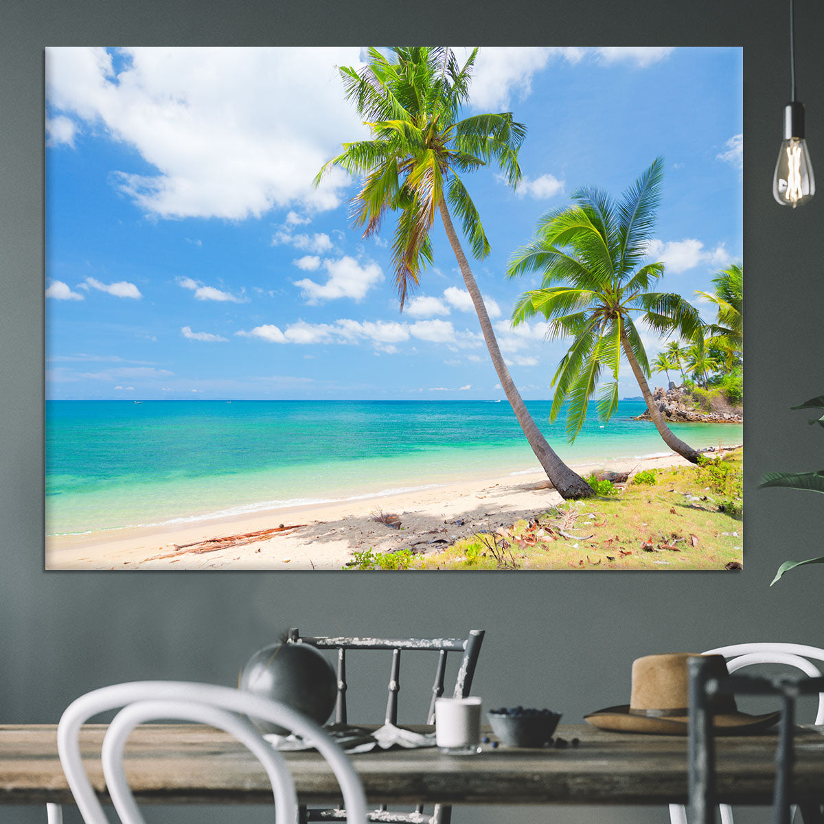 tropical beach with coconut palm Canvas Print or Poster - Canvas Art Rocks - 3