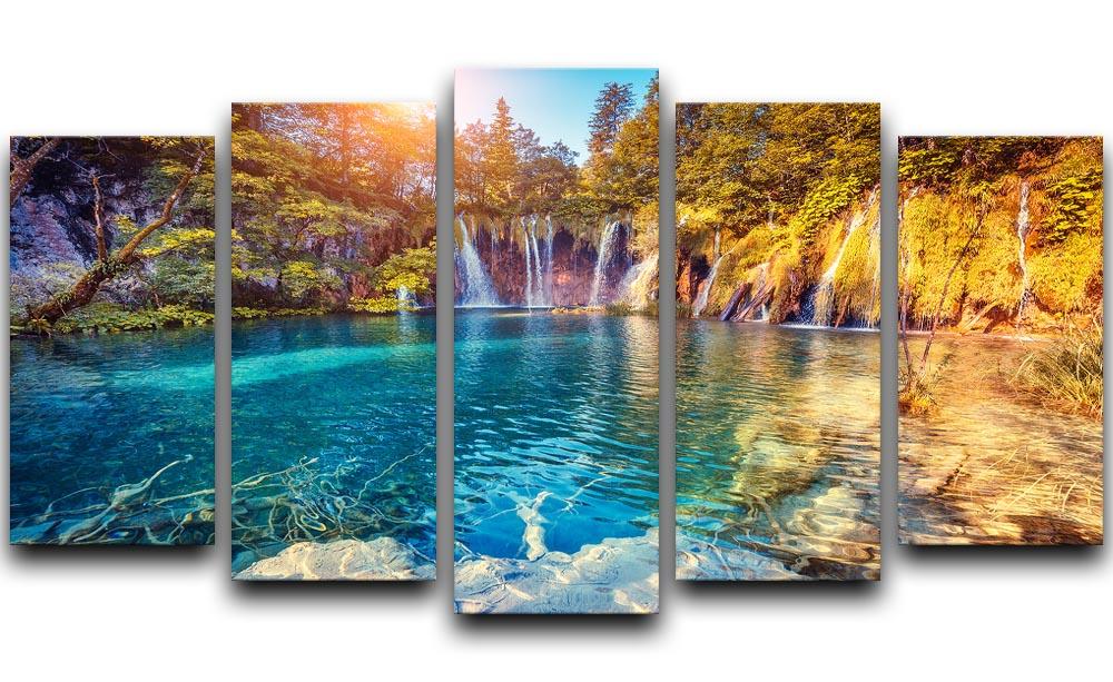 turquoise water and sunny beams 5 Split Panel Canvas  - Canvas Art Rocks - 1