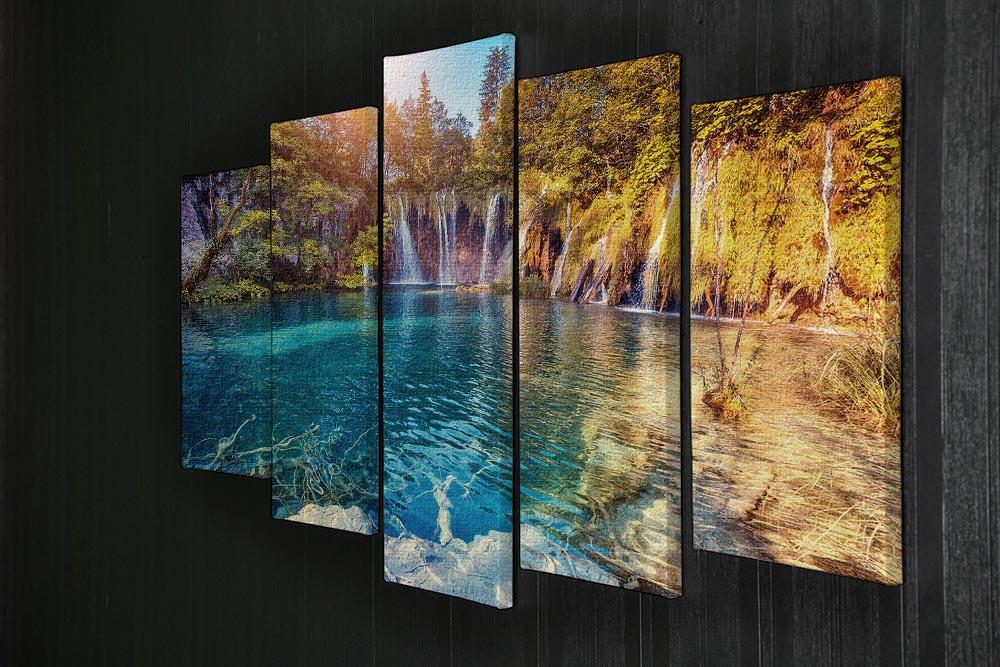 turquoise water and sunny beams 5 Split Panel Canvas  - Canvas Art Rocks - 2