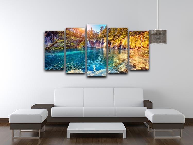 turquoise water and sunny beams 5 Split Panel Canvas  - Canvas Art Rocks - 3