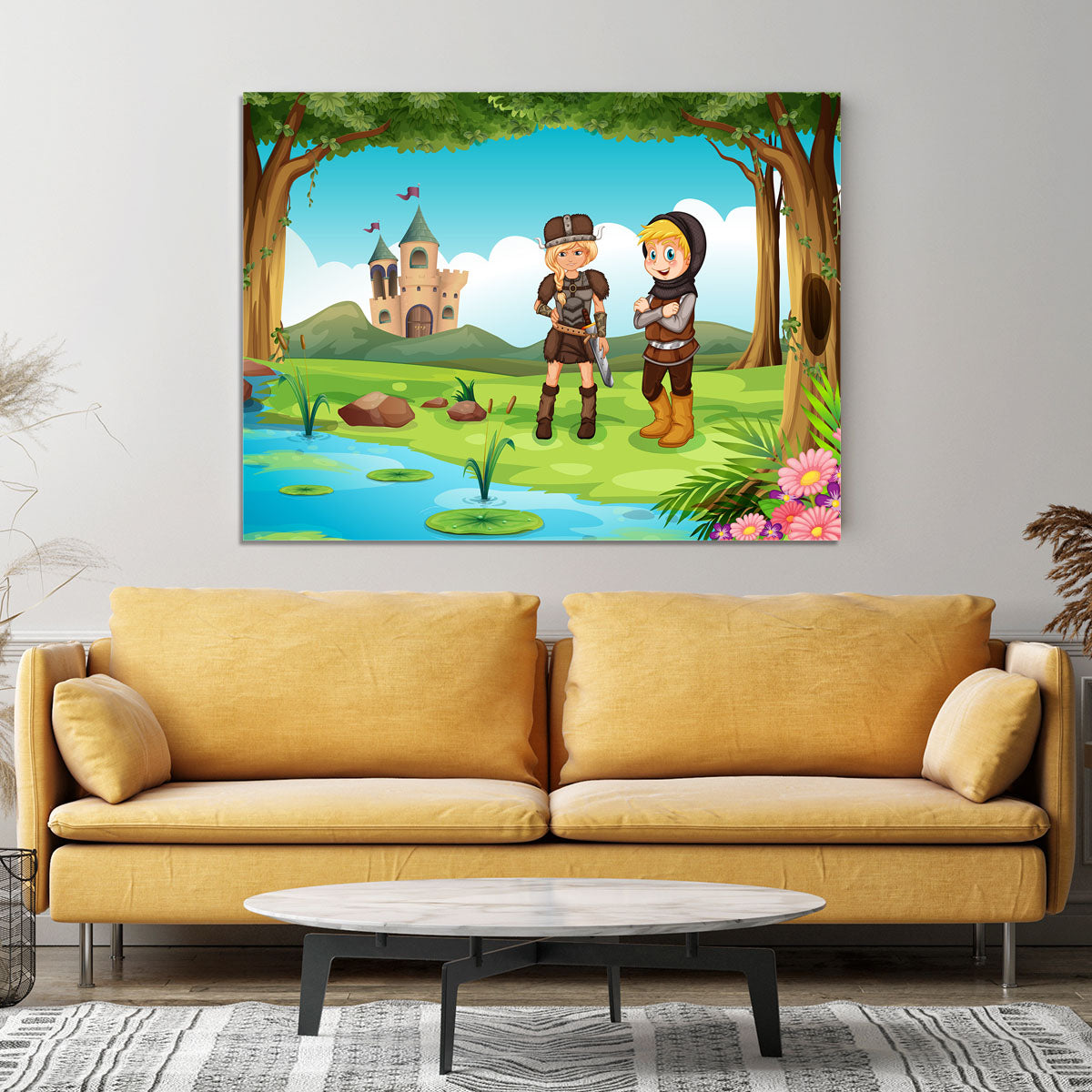 two worriors standing in forest Canvas Print or Poster - Canvas Art Rocks - 4