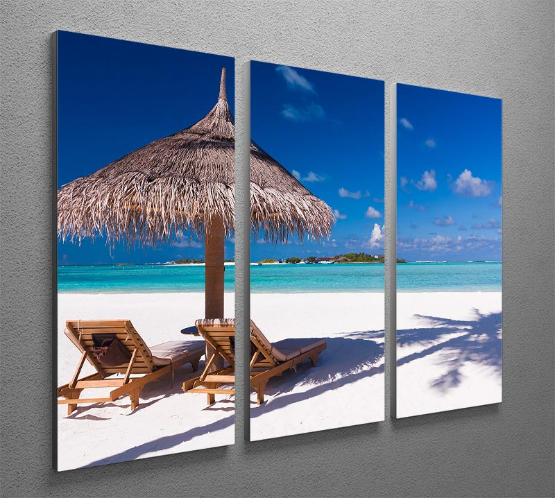 umbrella on a beach with shadow 3 Split Panel Canvas Print - Canvas Art Rocks - 2