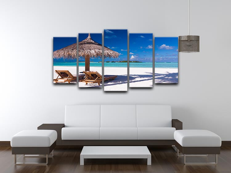 umbrella on a beach with shadow 5 Split Panel Canvas - Canvas Art Rocks - 3