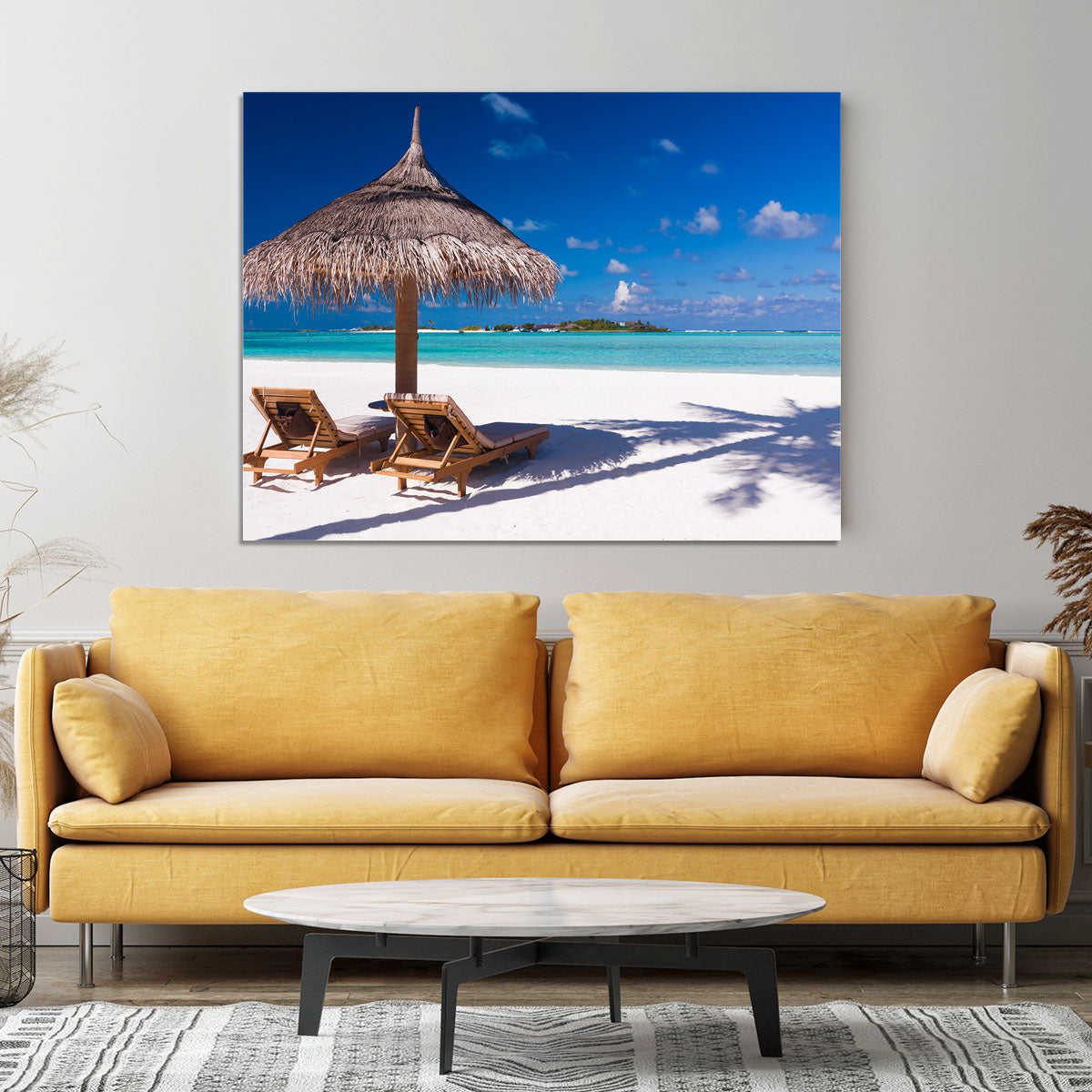 umbrella on a beach with shadow Canvas Print or Poster - Canvas Art Rocks - 4