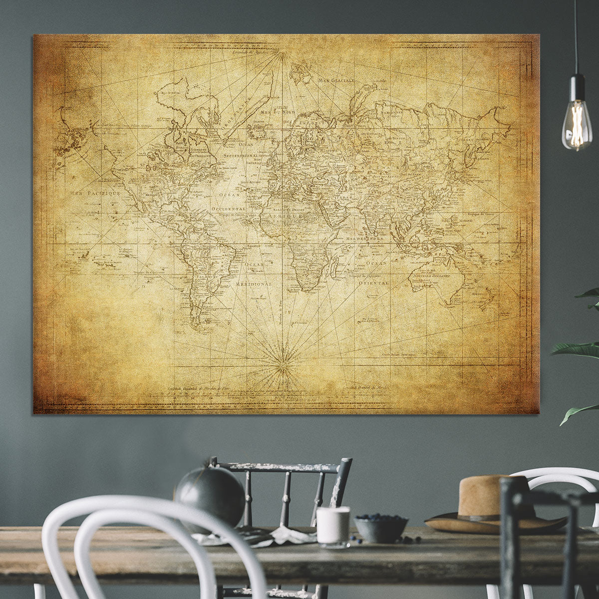 vintage map of the world 1778 Canvas Print or Poster - Canvas Art Rocks - 3