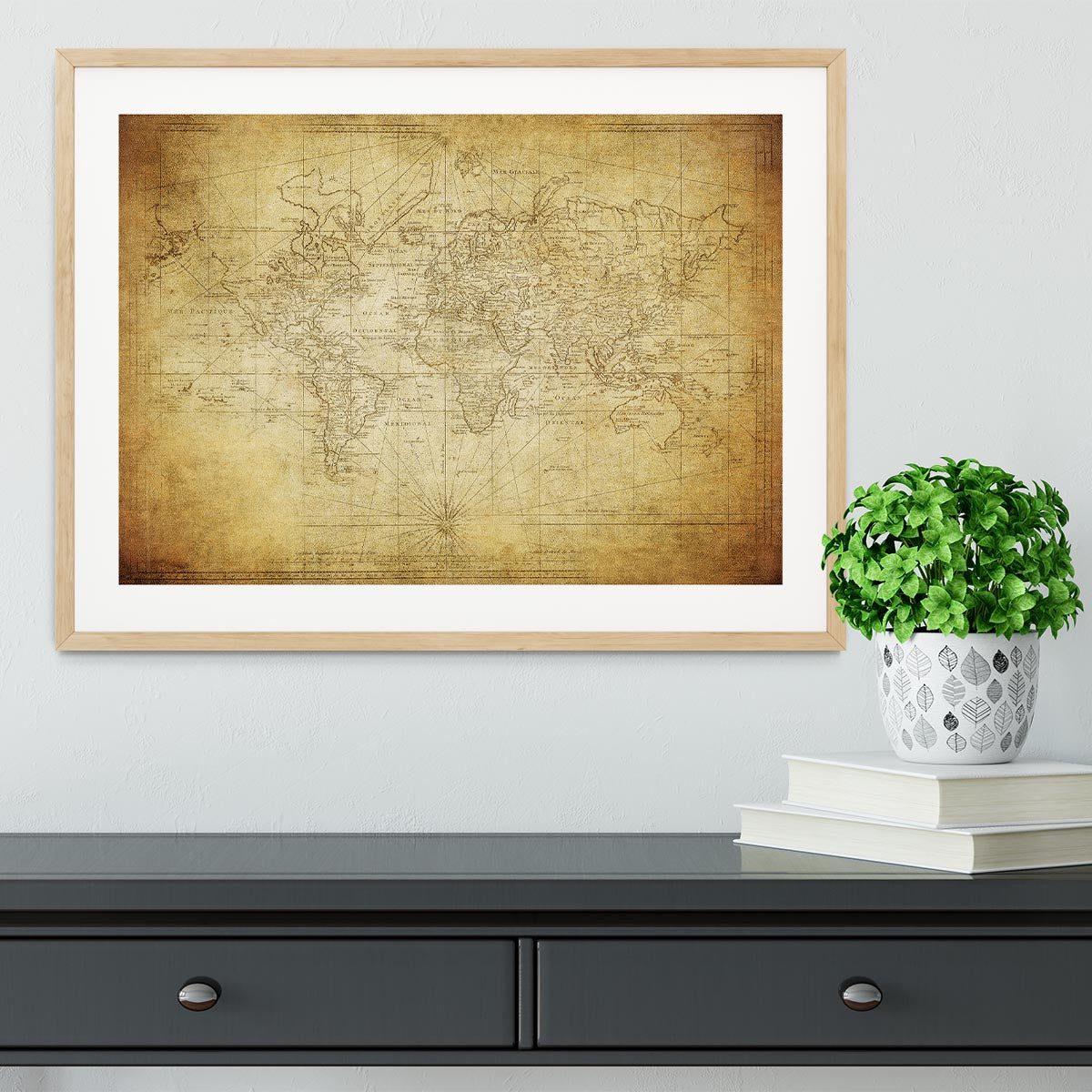 vintage map of the world 1778 Framed Print - Canvas Art Rocks - 3
