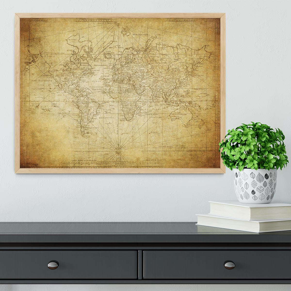 vintage map of the world 1778 Framed Print - Canvas Art Rocks - 4