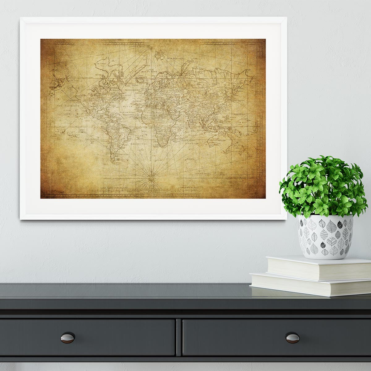 vintage map of the world 1778 Framed Print - Canvas Art Rocks - 5