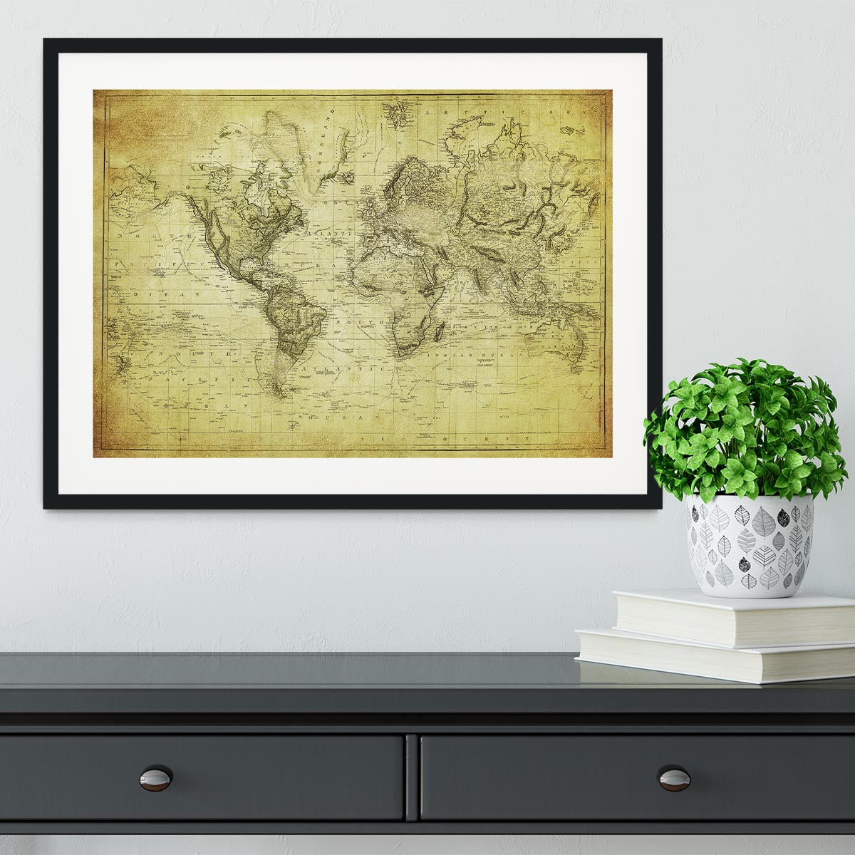 vintage map of the world 1831 Framed Print - Canvas Art Rocks - 1