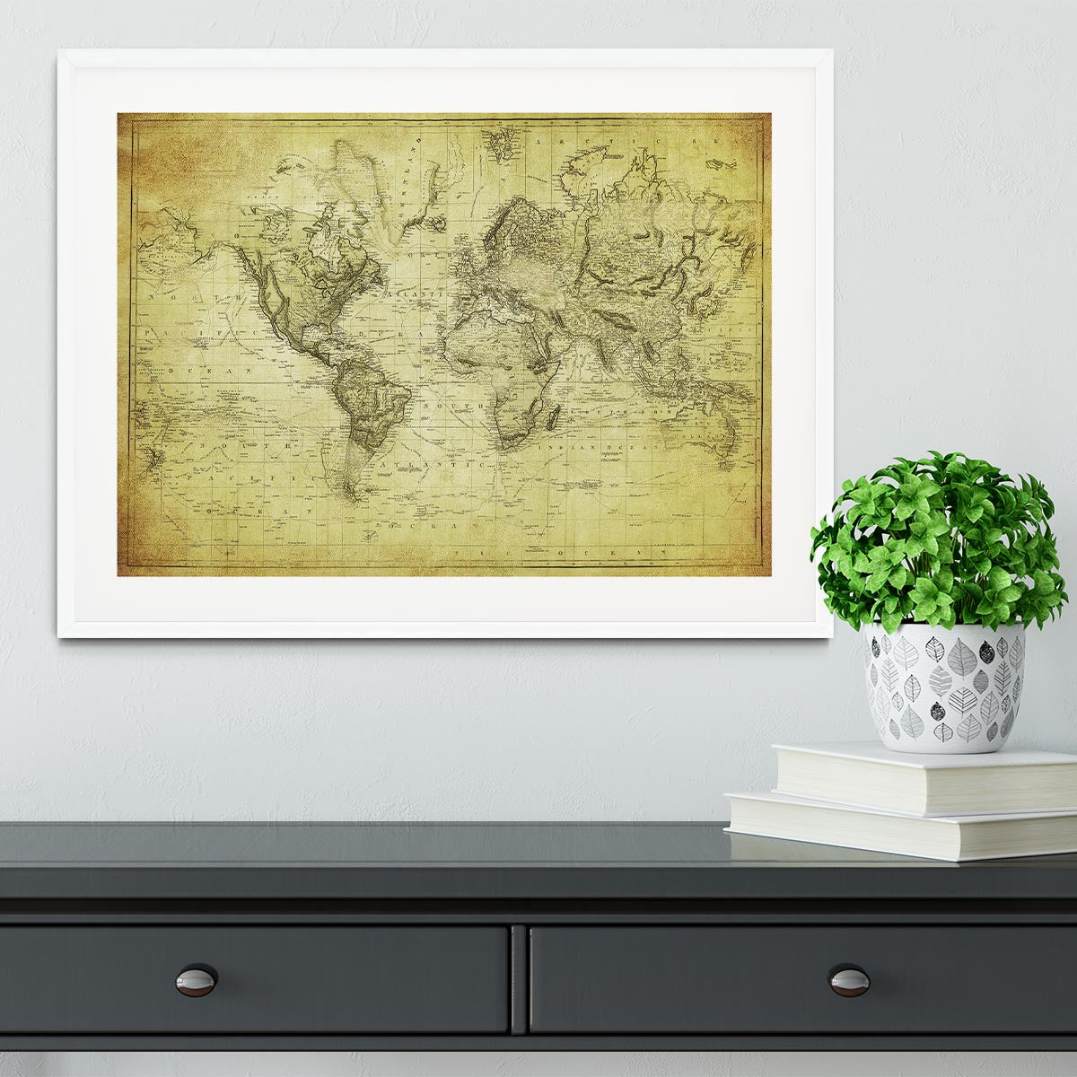 vintage map of the world 1831 Framed Print - Canvas Art Rocks - 5