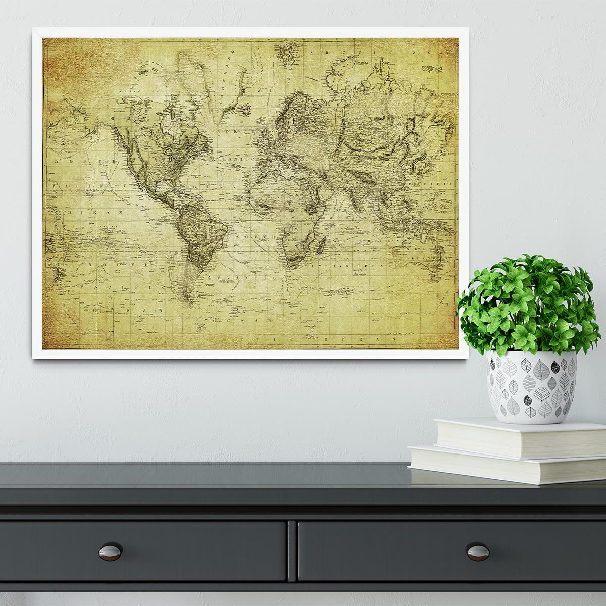 vintage map of the world 1831 Framed Print - Canvas Art Rocks -6
