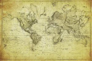 vintage map of the world 1831 Wall Mural Wallpaper - Canvas Art Rocks - 1