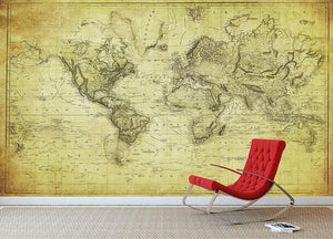 vintage map of the world 1831 Wall Mural Wallpaper - Canvas Art Rocks - 2