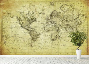 vintage map of the world 1831 Wall Mural Wallpaper - Canvas Art Rocks - 4