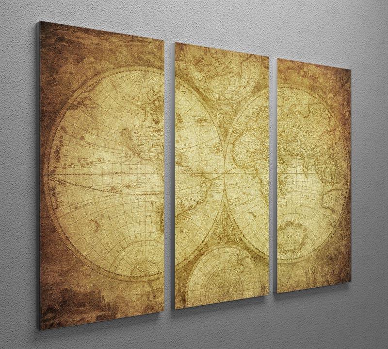 vintage map of the world 3 Split Panel Canvas Print - Canvas Art Rocks - 2
