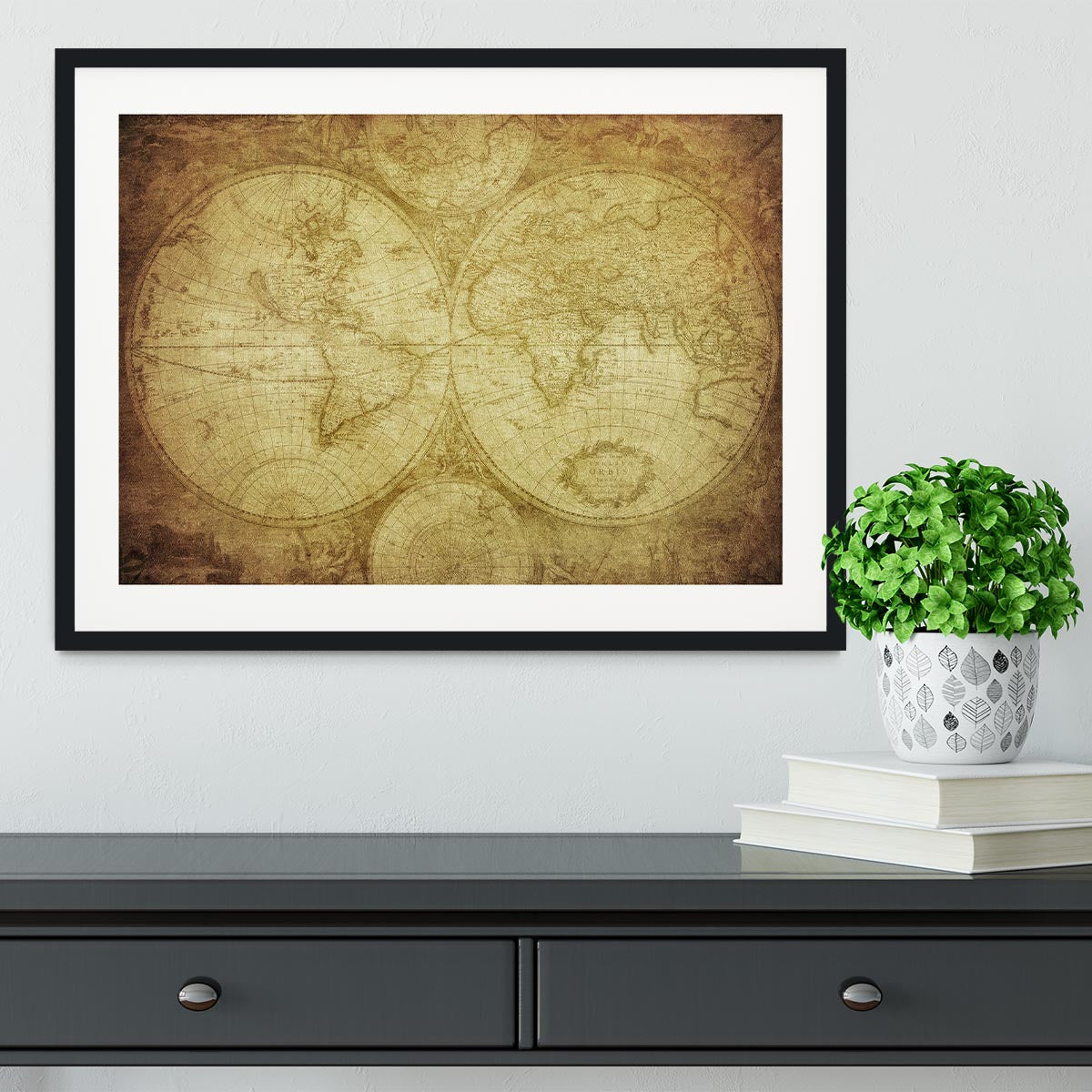 vintage map of the world Framed Print - Canvas Art Rocks - 1