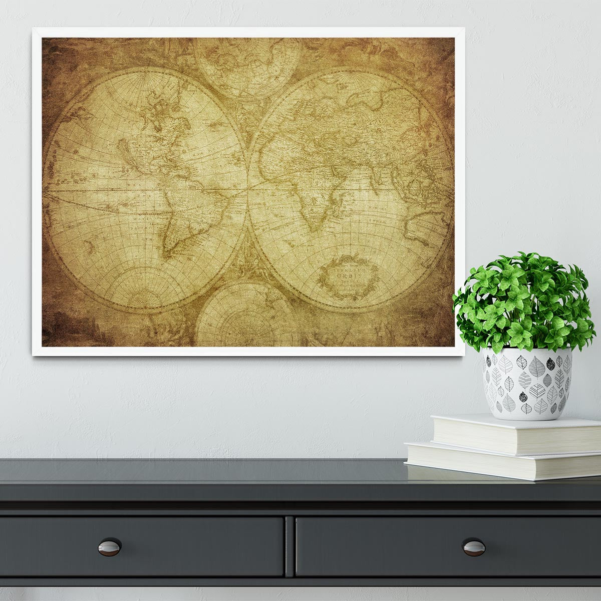 vintage map of the world Framed Print - Canvas Art Rocks -6