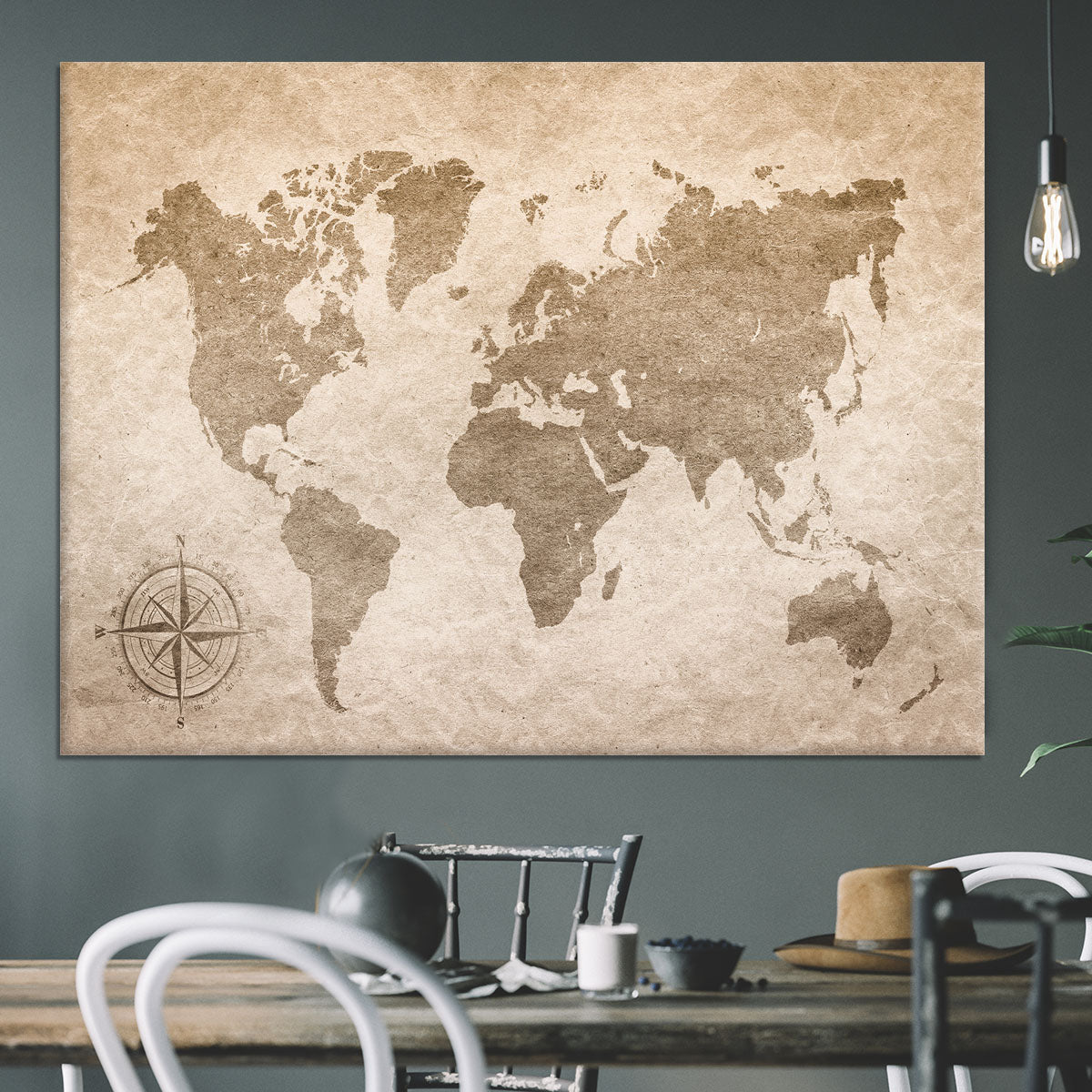 vintage paper with world map Canvas Print or Poster - Canvas Art Rocks - 3