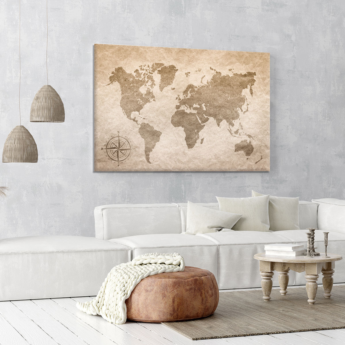 vintage paper with world map Canvas Print or Poster - Canvas Art Rocks - 6