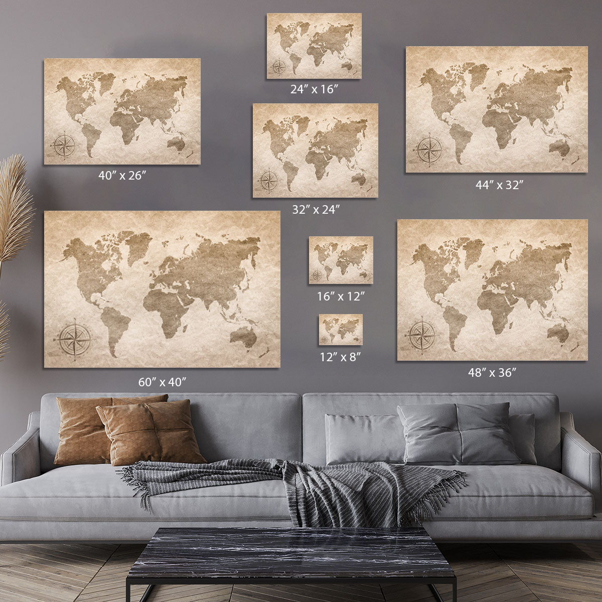 vintage paper with world map Canvas Print or Poster - Canvas Art Rocks - 7