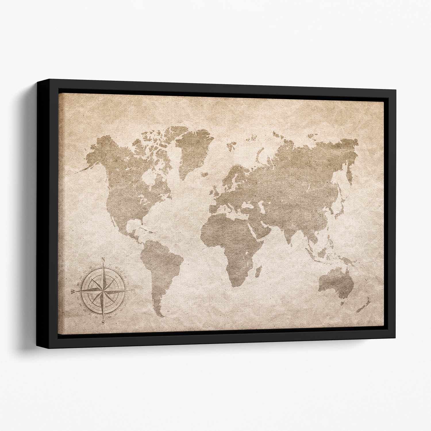 vintage paper with world map Floating Framed Canvas